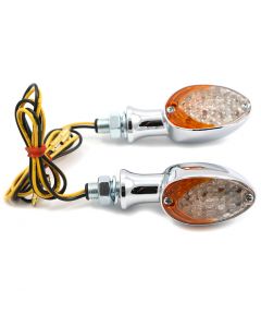 Turn Signal - LED - Moon Eye - Steel - Chrome Body - Clear and Amber Lens - Pkg 2